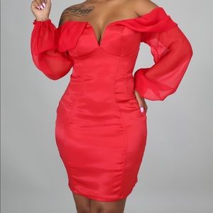 Red Off the Shoulder Dress